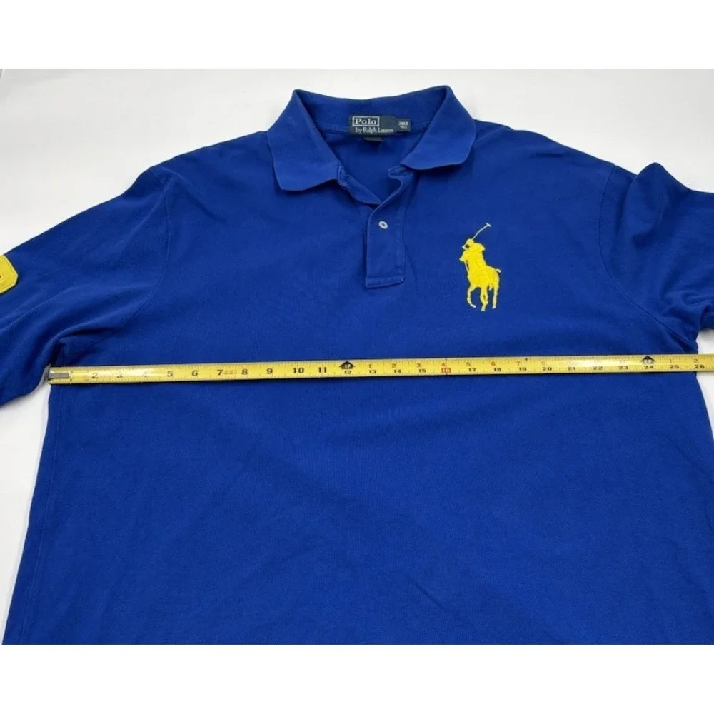 Polo Ralph Lauren Men's 2XLT‎ Cotton Blue Rugby Large Pony Short Sleeve Polo